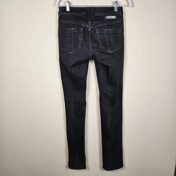 Burberry Brit Stretfield Women 27 Jean Black Denim Skinny Biker Designer Cotton - Picture 4 of 16